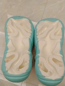 Cute White &amp; Teal Clogs with Flower Charms