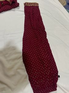Maroon Embroidered Kurta Set with pant