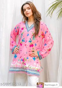 Stylish Pink Floral Kurta Palazzo Set