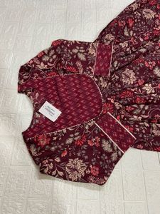 Maroon Floral Kurta Set