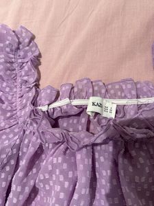 Sheer Purple Blouse with Bell Sleeves - Xs
