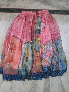 Boho Print Skirt with Sequins