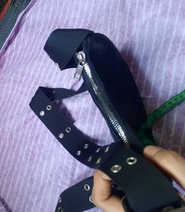 Black Shoulder Bag with Grommets