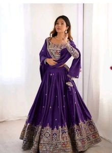 Unstitched Embroidered Lehenga Choli