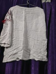 Boho Embroidered Tassel Tunic Top