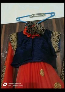 Orange Saree with Embellished Blouse