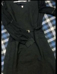 Chic Black Midi Dress with Unique Sleeves