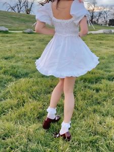 Cute White Puff Sleeve Dress