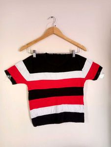 Combo Black-Red Lining Crop Top For Women