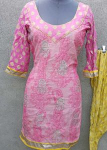 Pink Kurta with Yellow Patiala