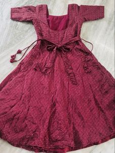 Elegant Maroon Embroidered Gown