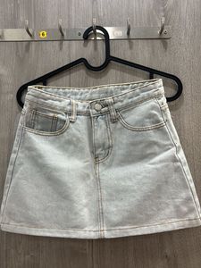 Light Wash Denim Micro-Mini Skirt