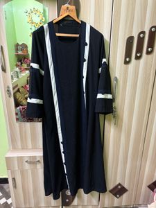 Black Abaya with White Trim