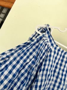 Gingham cold -Shoulder Top