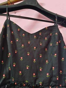 Black Floral Tiered Midi Dress