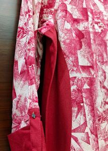 Chic Pink &amp; White Abstract Print Kurta.