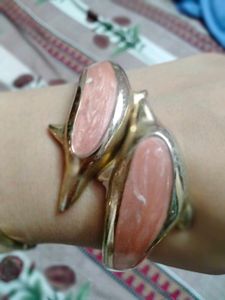 Unique Pink Stone Cuff Bracelet