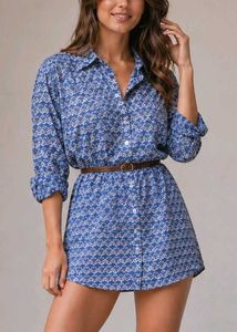 Blue Floral Print Blouse