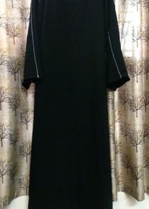 Dark Black Abaya With Work On Hands