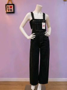 New Black Denim Overalls