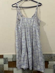 Lavender Daisy Print Tiered Mini Dress
