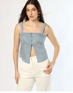 Cute stripped Crop Top and Skirt Set