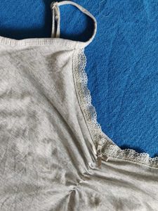 George Soft Grey Lace Trim Camisole Top