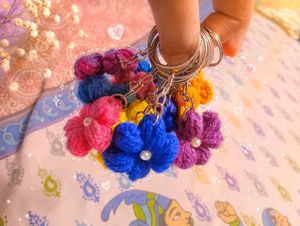 Handmade Crochet Flower Keychain Set