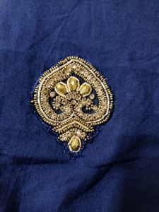 Party wear Blue Kurta With Golden Worked Butis
