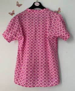 Pink And Sandal Chinese Collar Top (women)