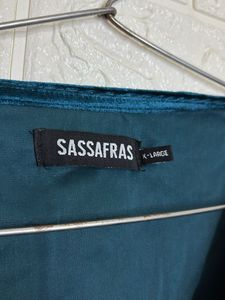 Teal Velvet Cowl Neck Sleeveless Top