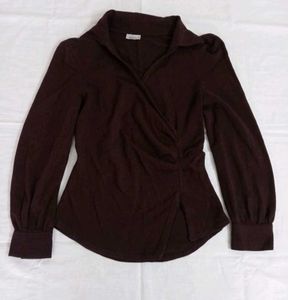 Littlebox Chic Brown Wrap Front Top