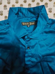 Men's Blue Satin Shirt