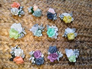 Sparkling Floral Hair Pins (Set of 12)