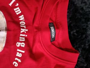 Red "Working Late" Graphic T-Shirt