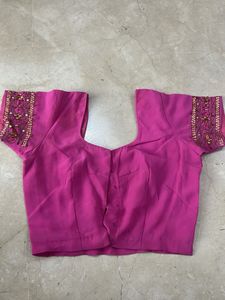Pink Embellished Readymade Saree Blouse