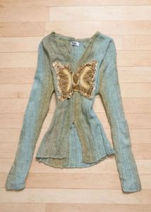 y2k Butterfly Embellished Knit Top
