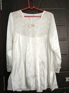 White Lace Trimmed Tunic Top