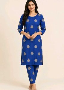 Vibrant Blue Embroidered Kurta Set