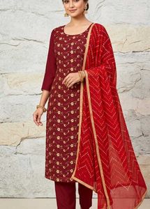 Elegant Maroon Kurta Set with Dupatta fabric only