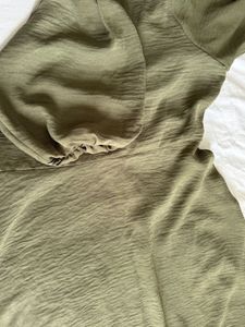 Olive Green Button Detail Midi Dress