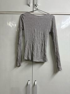 Grey Long Sleeve Twist Front Top