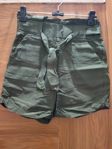 High-Waisted Olive Green Shorts