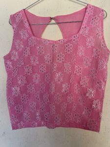 Pink Floral Sequin Blouse
