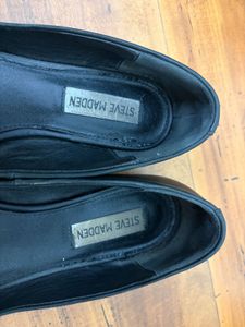 Steve Madden Black Flats with Gold Detail