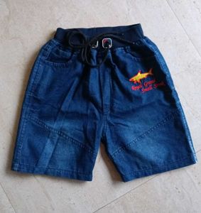 Boys Denim Shorts with Shark Print