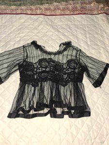 Black Lace Sheer Top