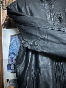 Men's Faux Leather Hooded Jacket