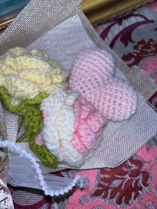 Handmade Crocheted Flower Bouquet with Heart