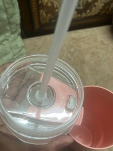 New Pink Tumbler with Straw and Handle